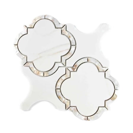 The Tile Life Delphi Pearl 9" x 9" Calacatta Satin Glass Mosaic Wall Tile, 1 Sheet
