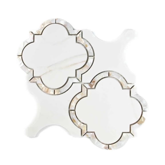 The Tile Life Delphi Pearl 9" x 9" Calacatta Satin Glass Mosaic Wall Tile, 1 Sheet