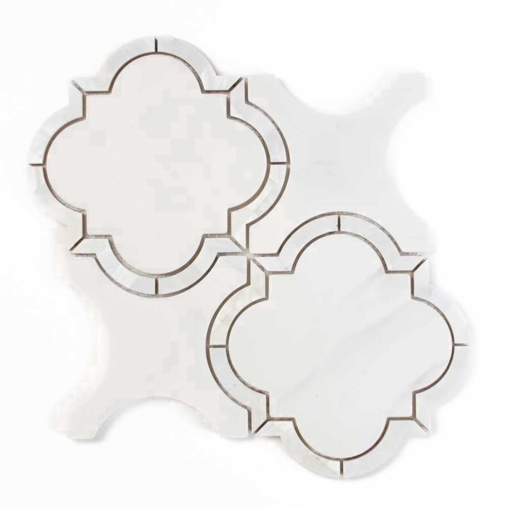 The Tile Life Delphi Pearl 9" x 9" Statuario Satin Glass Mosaic Wall Tile, 1 Sheet