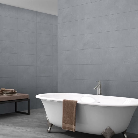 The Tile Life Element Concrete Azul Matte Porcelain Floor & Wall Tile, 12 x 24 in, 8-Piece