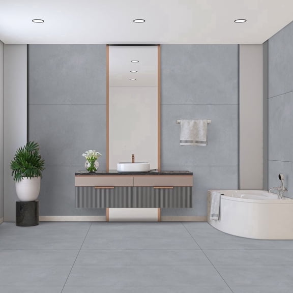 The Tile Life Element Concrete Gray Matte Porcelain Floor & Wall Tile, 24 x 48 in, 2-Piece