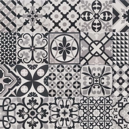 The Tile Life Ellis Taco Black Porcelain Encaustic Tile - 6.5 x 6.5 in. - Matte - 20-Piece - Floor, Wall, Backsplash
