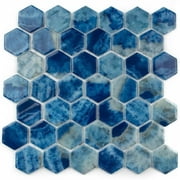 The Tile Life Eterna Big 12x12 Hexagon Glass Glass Mosaic Tile, Saona (0.88 Sq. ft./Sheet)