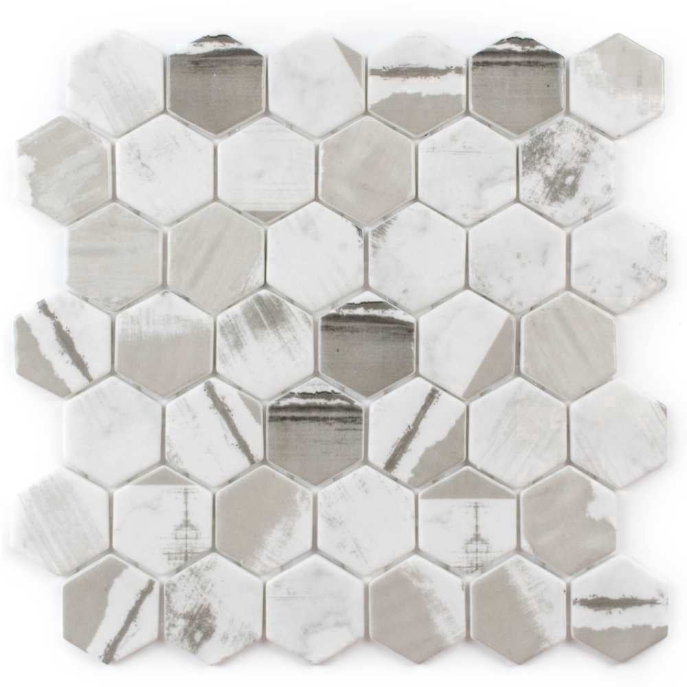 The Tile Life Eterna Hex 4" x 4" Alaia Glass Mosaic Tile Sample 1 Piece