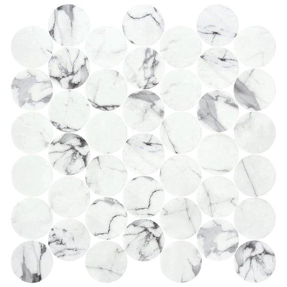 The Tile Life Eterna Big Penny Fosco 4" x 4" Glass Round Mosaic Tile Sample