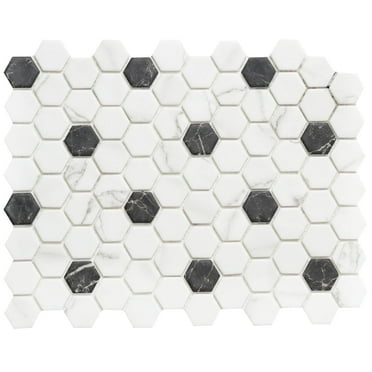 The Tile Life Eterna Hex 12x12 Venato White Glass Backsplash Wall Tile - 1 Sheet (0.75 Sq. ft.)
