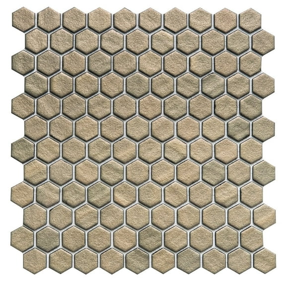 The Tile Life Eterna Hex Gold Glass Hexagon Mosaic Tile - 12 x 12 in. - Shiny - 1-Piece - Floor, Wall, Backsplash
