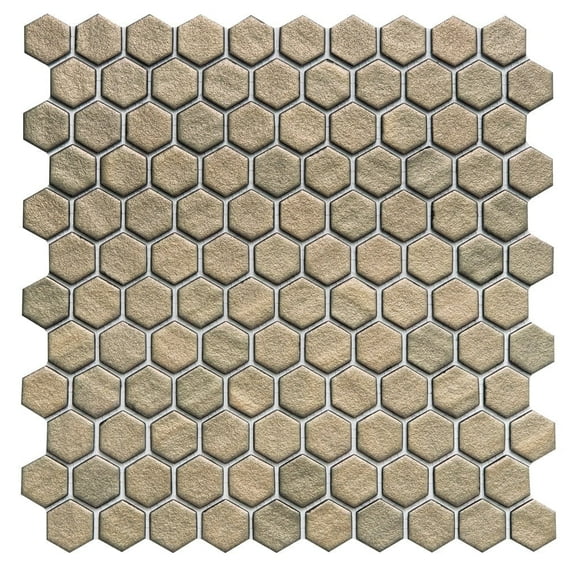 The Tile Life Eterna Hex Gold Glass Hexagon Mosaic Tile Sample - 4 x 4 in. - Shiny - 1-Piece - Floor, Wall, Backsplash