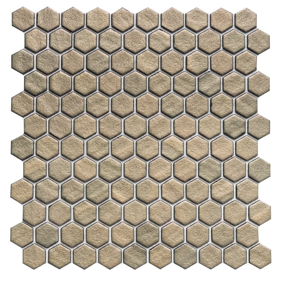 The Tile Life Eterna Hex 4" x 4" Gold Glass Hexagon Mosaic Tile Sample, 1 Piece