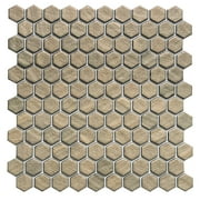 The Tile Life Eterna Hex 1x1 Hexagon Glass Mosaic Tile, Gold (0.95 Sq. ft./Sheet)