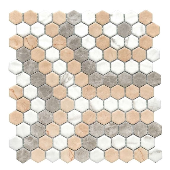 The Tile Life Eterna Hex 4" x 4" Blend Pattern Glass Mosaic Tile Sample, 1 Piece