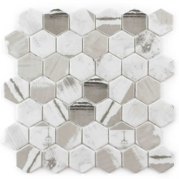 The Tile Life Eterna Hex Alaia Glass Mosaic Floor & Wall Tile, 12 x 12 in, 1-Piece
