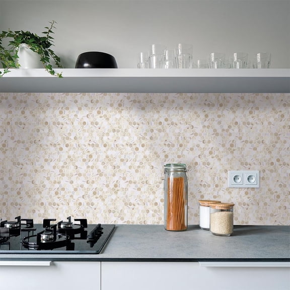 The Tile Life Eterna Hex Cream Blend Glass Mosaic Tile - 12 x 12 in. - 1-Piece - Floor, Wall, Backsplash