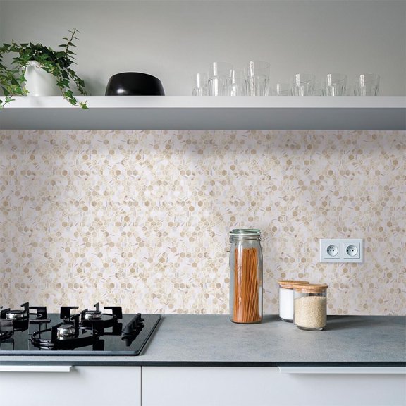The Tile Life Eterna Hex Cream Blend Glass Mosaic Tile - 12 x 12 in. - 1-Piece - Floor, Wall, Backsplash
