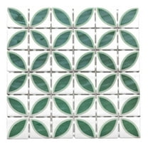 The Tile Life Eterna Lily Basil Matte & Shiny Glass Mosaic Wall Tile, 4 x 4 in, 1-Piece Sample