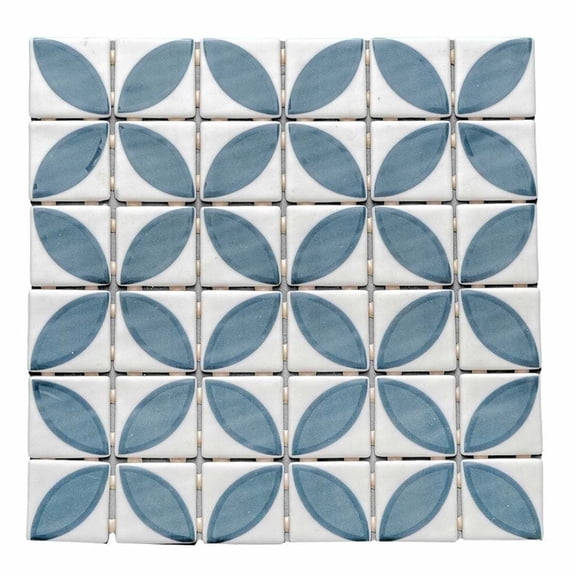 The Tile Life Eterna Lily Navy Blue Matte & Shiny Glass Mosaic Wall Tile, 4 x 4 in, 1-Piece Sample