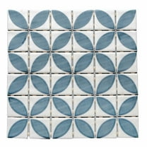 The Tile Life Eterna Lily Navy Blue Matte & Shiny Glass Mosaic Wall Tile, 4 x 4 in, 1-Piece Sample