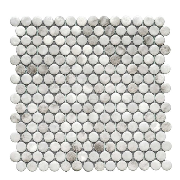The Tile Life Eterna Penny 4" x 4" Onice Glass Round Mosaic Tile Sample 1 Piece