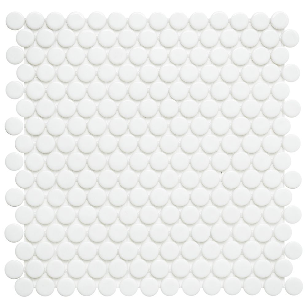 The Tile Life Eterna Penny 12x12 Recycled Glass Mosaic Tile, White (0.