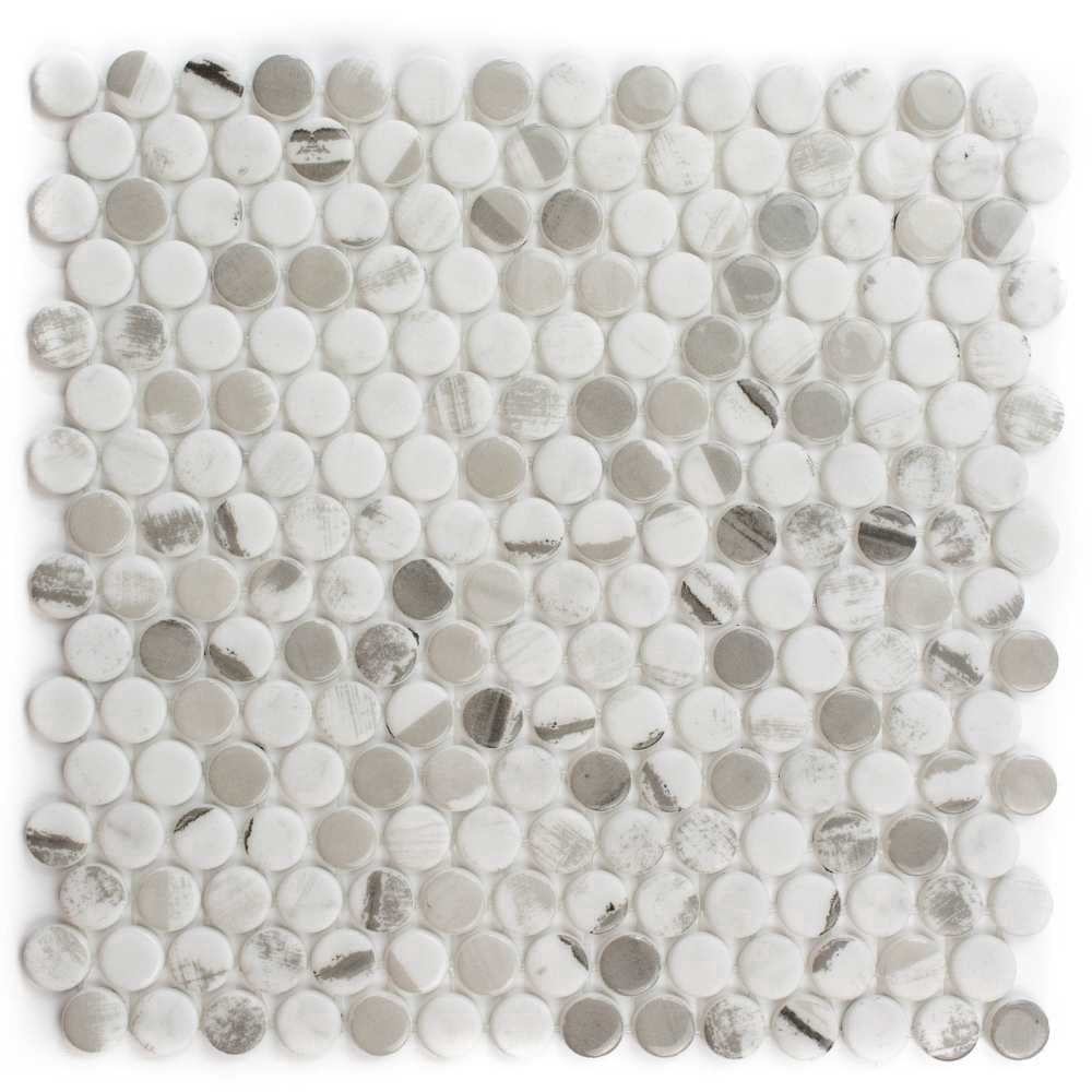 The Tile Life Eterna Penny 4" x 4" Alaia Glass Round Mosaic Tile Sample 1 Piece