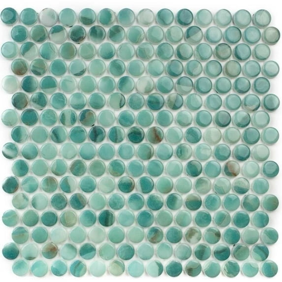 The Tile Life Eterna Penny Kena Glass Mosaic Floor & Wall Tile, 12 x 12 in, 1-Piece