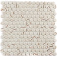 thumbnail image 1 of The Tile Life Eterna Penny 1" x 1" Lineas Beige Glass Round Mosaic Floor and Wall Tile 1 Sheet, 1 of 7