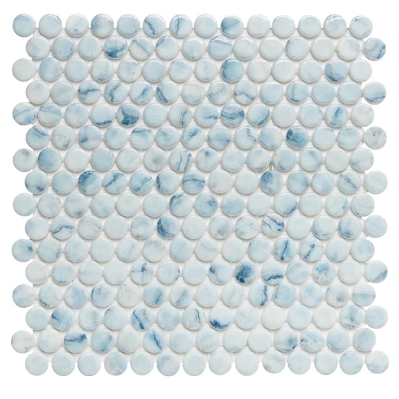 The Tile Life Eterna Penny 4" x 4" Maureen Glass Round Mosaic Tile Sample 1 Piece