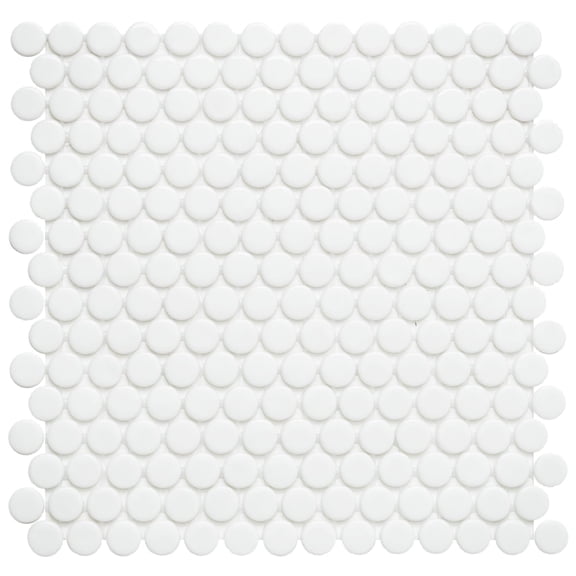 The Tile Life Eterna Penny White Glass Mosaic Floor & Wall Tile, 12 x 12 in, 1-Piece