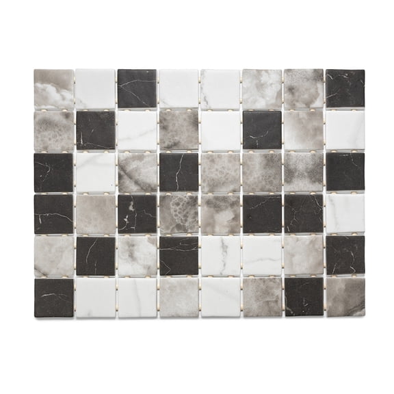 The Tile Life Eterna Square 12" x 16" Glass Grid Mosaic Floor and Wall Tile, 1 Sheet