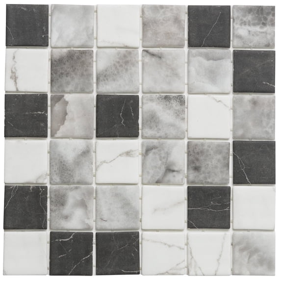 The Tile Life Eterna Square 12" x 16" Glass Grid Mosaic Floor and Wall Tile, 1 Sheet