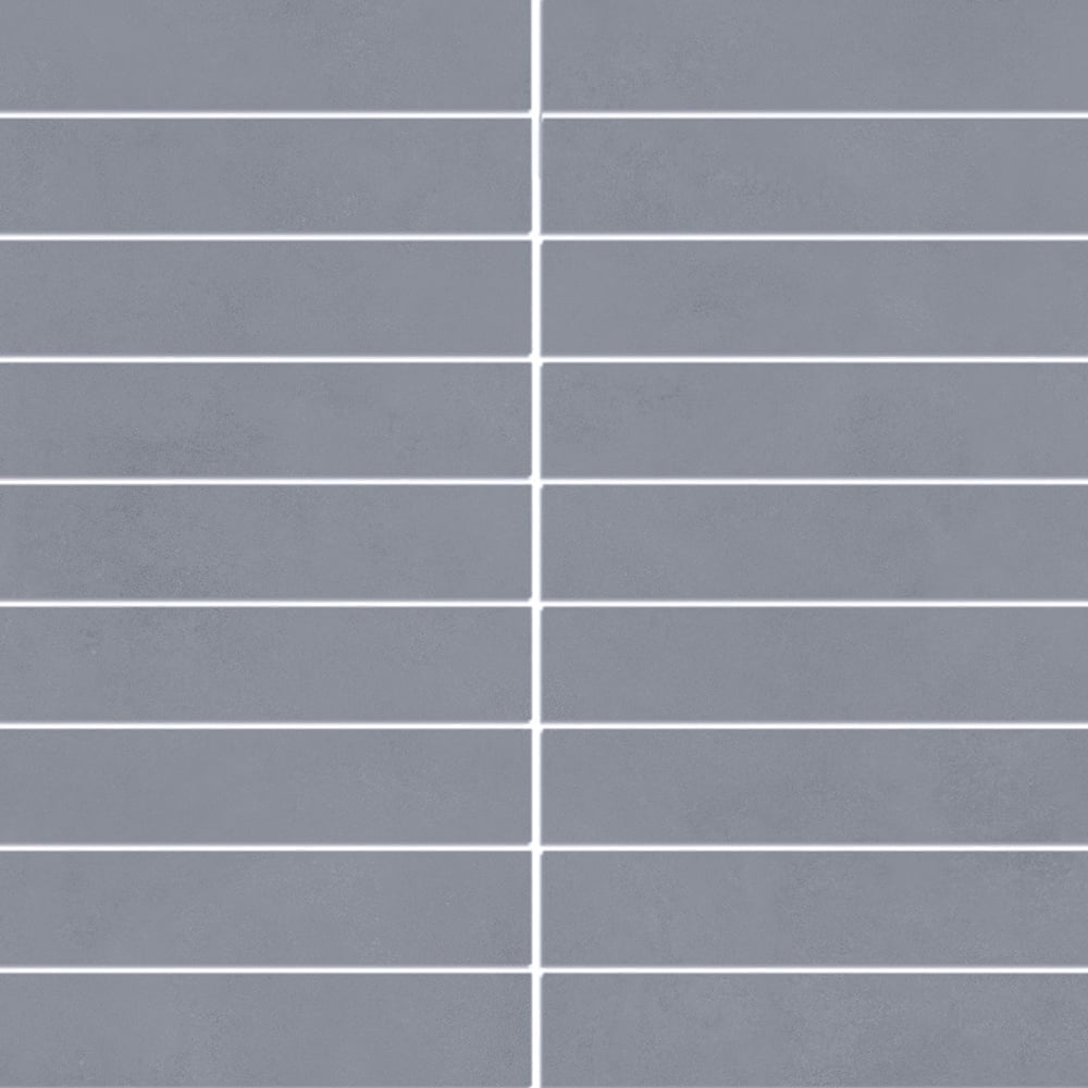 The Tile Life Foundry Concrete 1" x 6" Denim Matte Porcelain Mosaic Floor and Wall Tile 1 Sheet