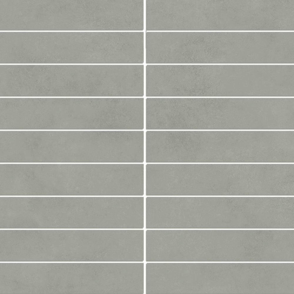 The Tile Life Foundry Concrete 1" x 6" Salvia Matte Porcelain Mosaic Floor and Wall Tile 1 Sheet