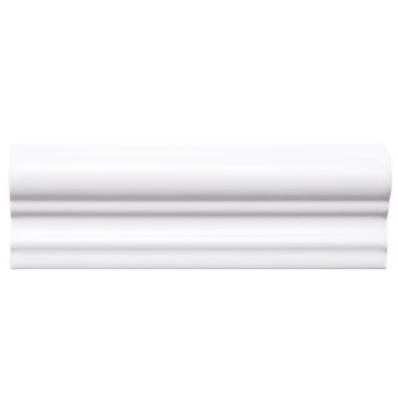 The Tile Life Blecker White Polished Ceramic Chair Rail Tile, 2 x 6 in, 20-Piece