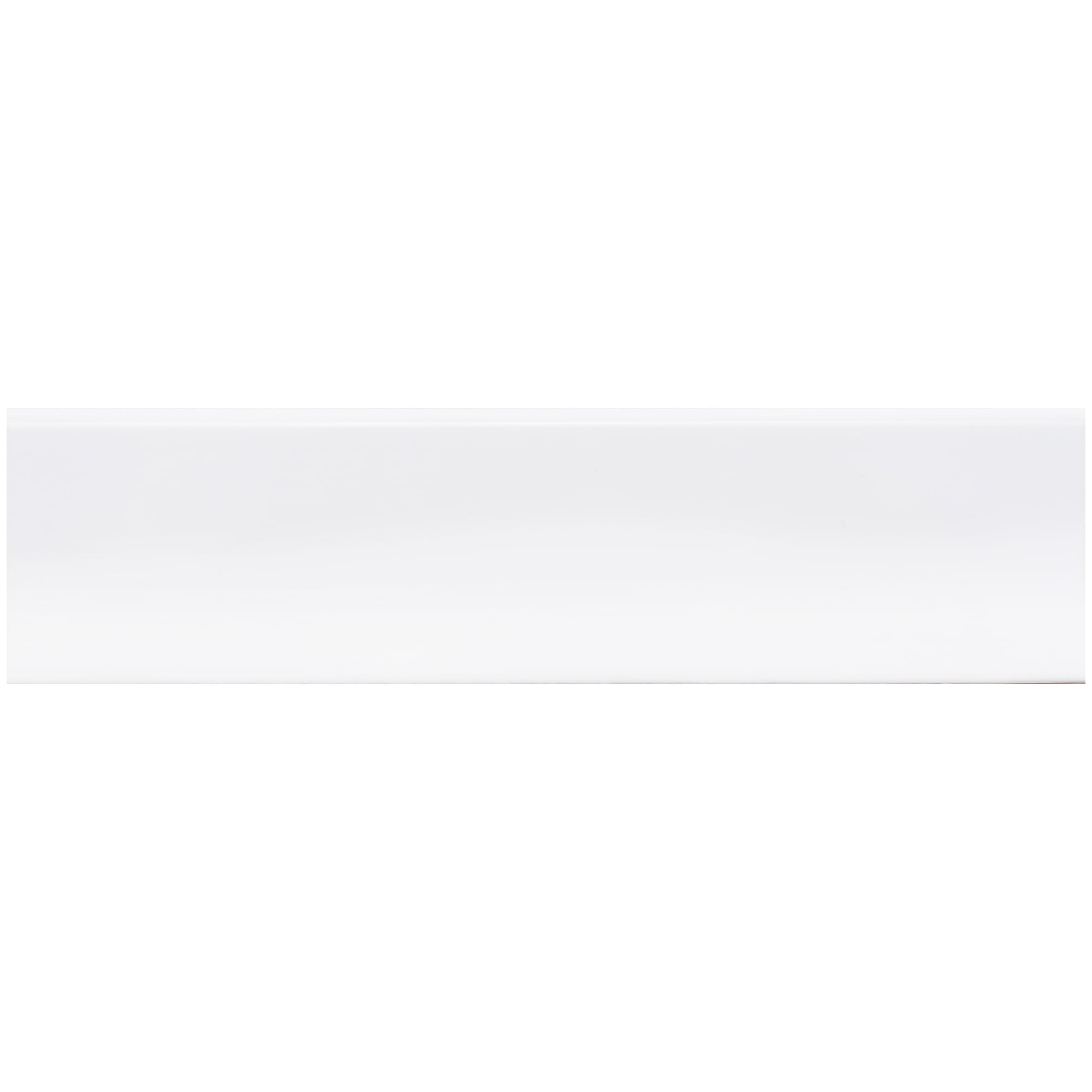 The Tile Life Blecker White Glossy Ceramic Bullnose Tile Trim, 3 x 12 in,- 1-Piece