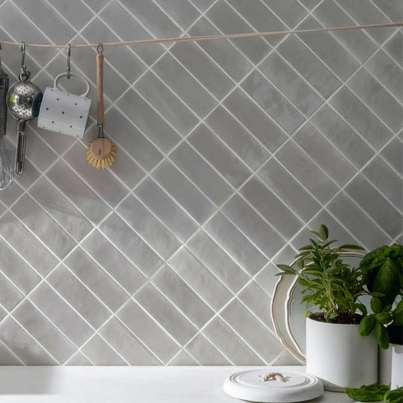 The Tile Life Galileo Gray Glossy Subway-Look Porcelain Wall Tile, 2 x 6 in, 1-Piece Sample