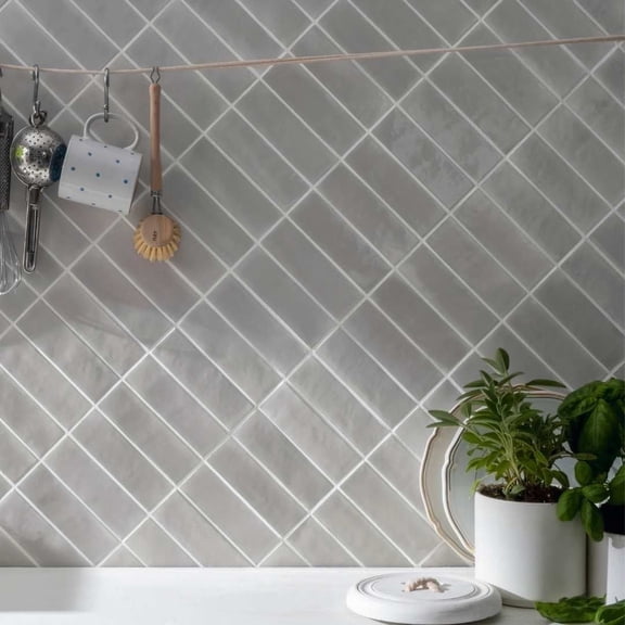 The Tile Life Galileo Gray Glossy Subway-Look Porcelain Wall Tile, 2 x 6 in, 78-Piece