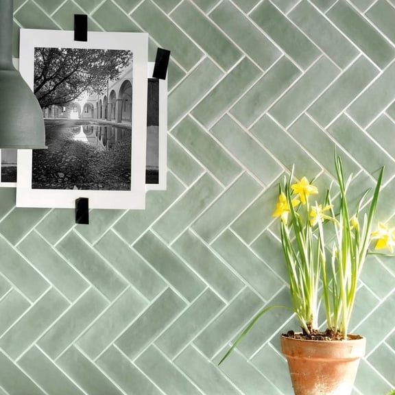 The Tile Life Galileo 2" x 6" Mint Glossy Porcelain Wall Tile Case of 78