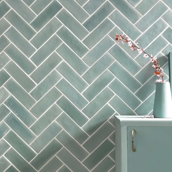 The Tile Life Galileo 2" x 6" Teal Glossy Porcelain Tile Sample 1 Piece