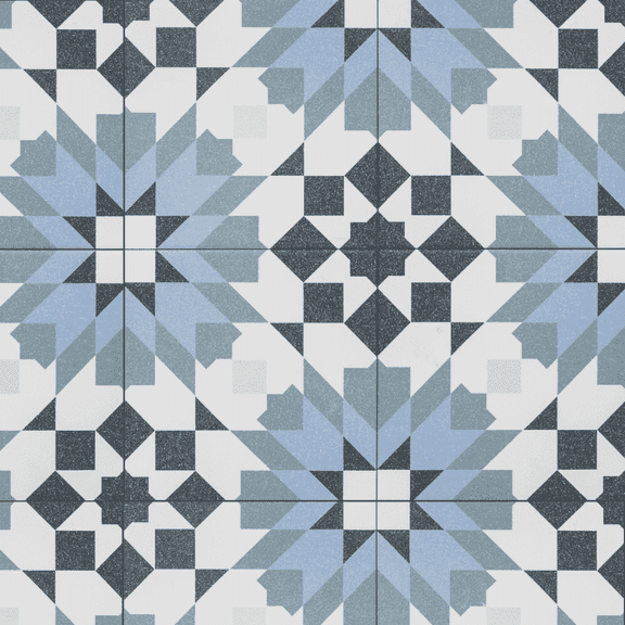 The Tile Life Garden Peony 8" x 8" Geometric Blue Matte Porcelain Tile Sample, 1 Piece