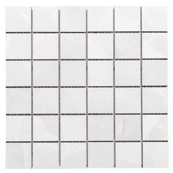 The Tile Life Geo Lush 4" x 4" White Matte Porcelain Mosaic Tile Sample