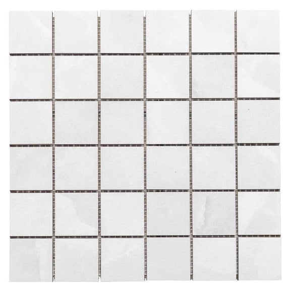 The Tile Life Geo Lush 4" x 4" White Matte Porcelain Mosaic Tile Sample 1 Piece