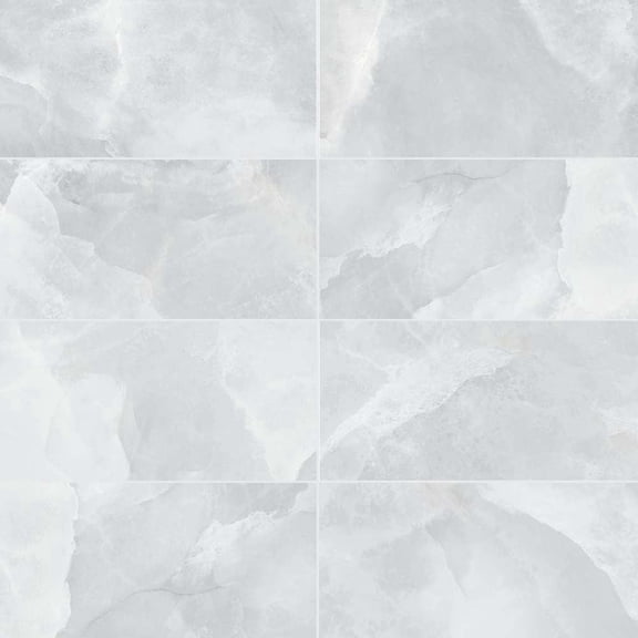 The Tile Life Geo Lush Gray Onyx-Look Glossy Porcelain Floor & Wall Tile, 12 x 24 in, 7-Piece