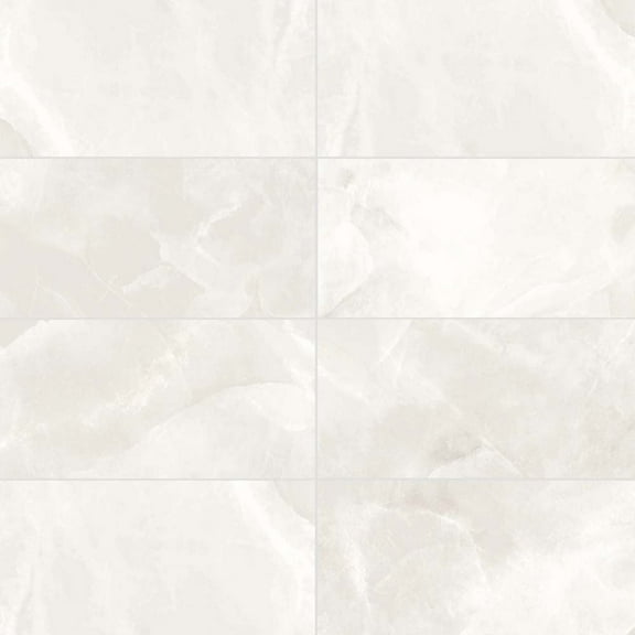 The Tile Life Geo Lush White Matte Onyx Porcelain Floor & Wall Tile 12x24 in 7-Piece