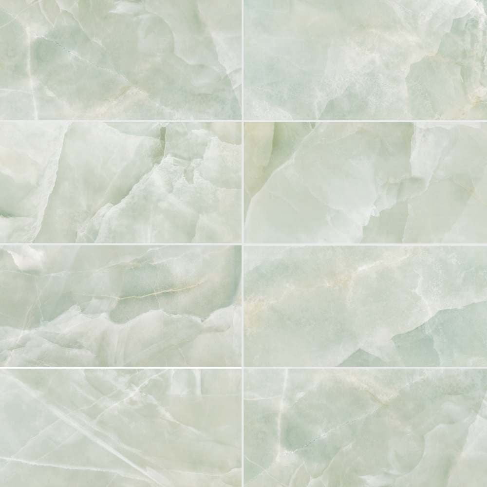 The Tile Life Geo Lush 12" x 24" Jade Glossy Porcelain Floor and Wall Tile, 7 Piece (13.56 Sq. ft.)