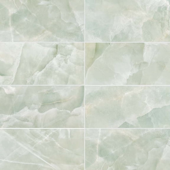 The Tile Life Geo Lush Jade Glossy Onyx Porcelain Floor & Wall Tile 4x4 in Sample 1-Piece