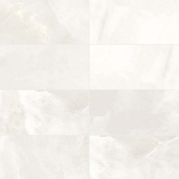 The Tile Life Geo Lush White Onyx-Look Glossy Porcelain Floor & Wall Tile, 4 x 4 in, 1-Piece Sample