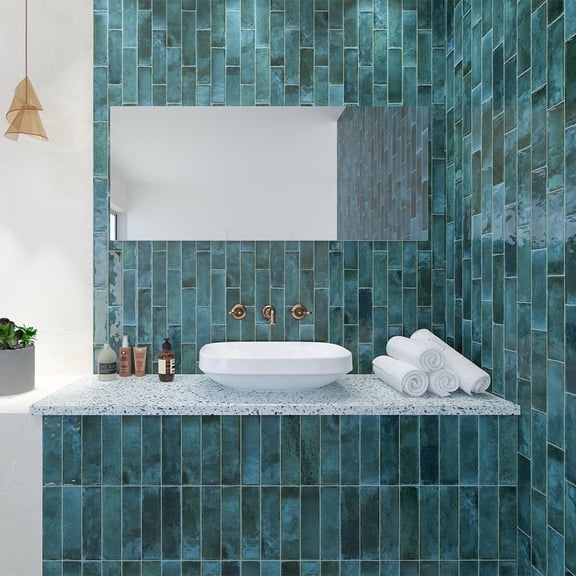 The Tile Life Havasupai Falls 3" x 10" Mar Glossy Ceramic Tile Sample, 1 Piece