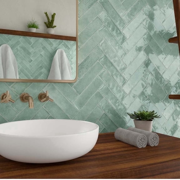 The Tile Life Havasupai Falls 3" x 10" Sage Glossy Ceramic Tile Sample, 1 Piece