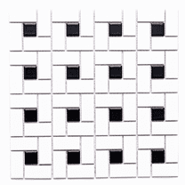 The Tile Life Helix 1" x 2" Black & White Matte Porcelain Mosaic Tile Sheet 1-Piece