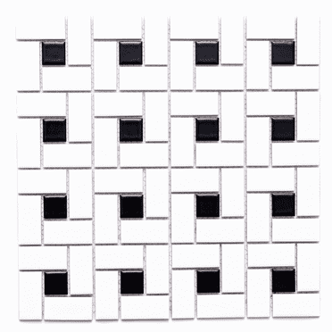 The Tile Life Helix Black/White 1" x 2" Porcelain Pinwheel Mosaic Floor and Wall Tile - Case of 10